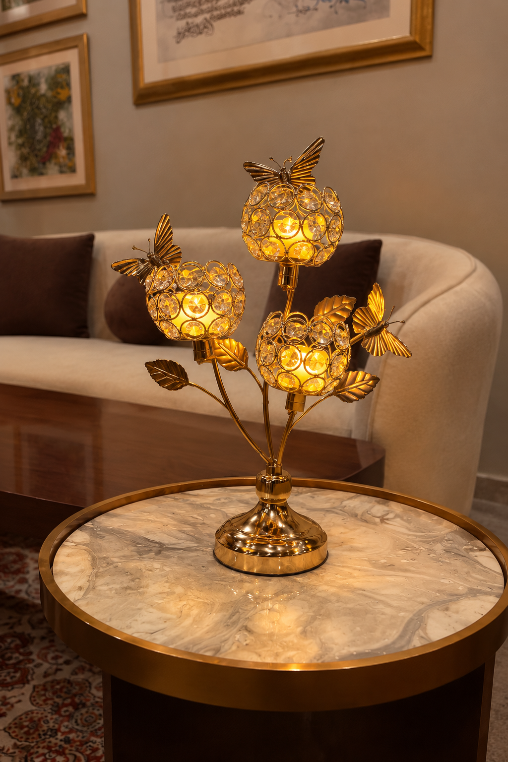 VIBE CART Crystal Butterfly candle holder with butterfly detail