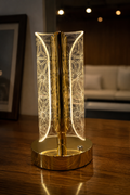VIBE CART rechargeable LED lamp in gold finish, front view